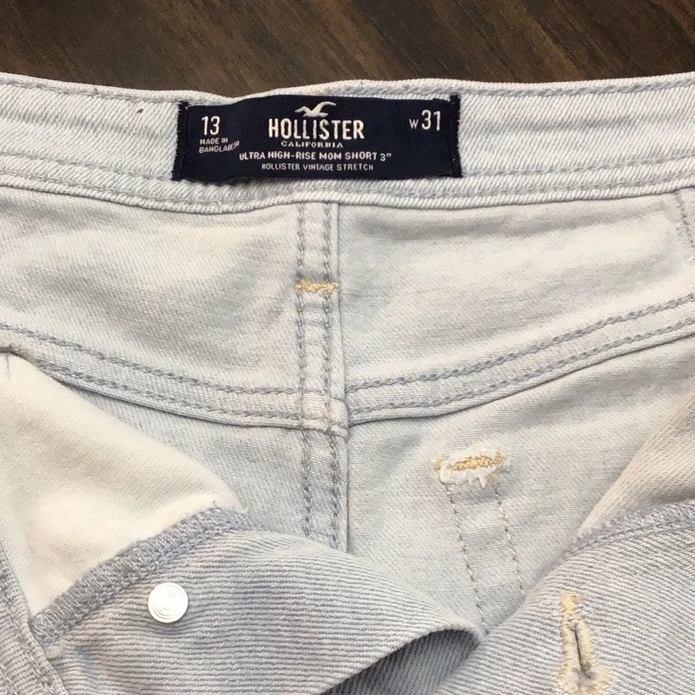 Hollister Light Blue Denim Patch Shorts